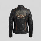 Women’s Epoch Leder Motorradjacke – Harley Davidson Schwarze Bikerjacke
