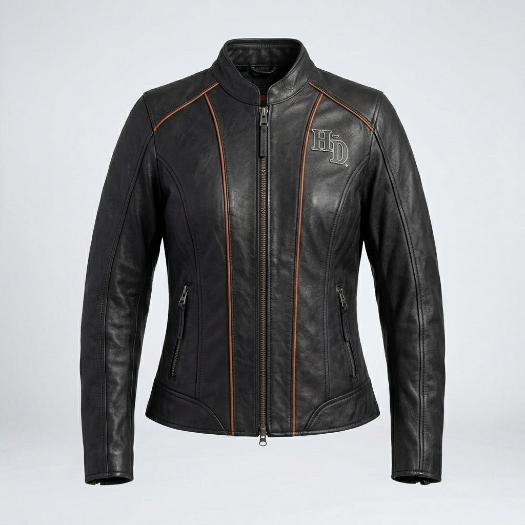 Women’s Epoch Leder Motorradjacke – Harley Davidson Schwarze Bikerjacke