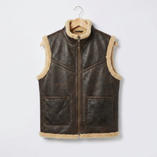 Laden Sie das Bild in den Galerie-Viewer, Aero Outlaw Shearling-Lederweste – Klassischer Biker-Stil

