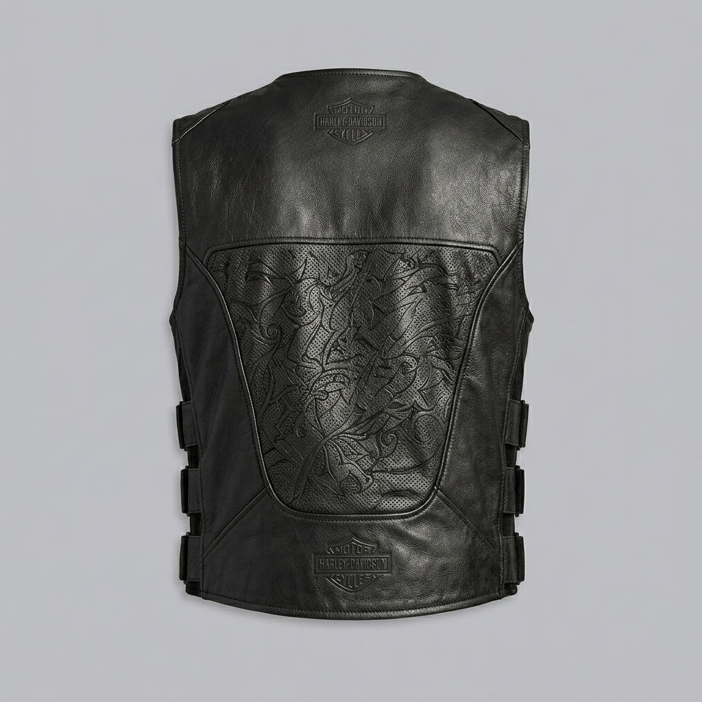 Titan-Flow Perforierte Motorradweste aus Leder – Atmungsaktiver Moto-Stil