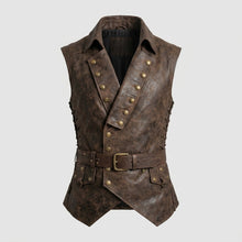 Load image into Gallery viewer, Captain Jack Sparrow Leather Vest – Pirate Steampunk Renaissance Waistcoat
