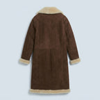 Kolby Brown Suede Shearling Long Coat – Premium Winter Overcoat