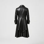 Herren schwarzer Steampunk Gothic Ledersmoking – Viktorianischer langer Mantel