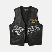 Load image into Gallery viewer, Black Spider Web Leather Vest – Streetwear Biker Edition
