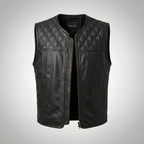 Urban Rider Perforated Leather Motorcycle Vest – Breathable Street Moto
