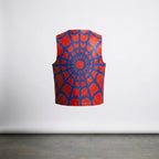 Red Spider Web Leather Vest – Bold Streetwear Biker Style