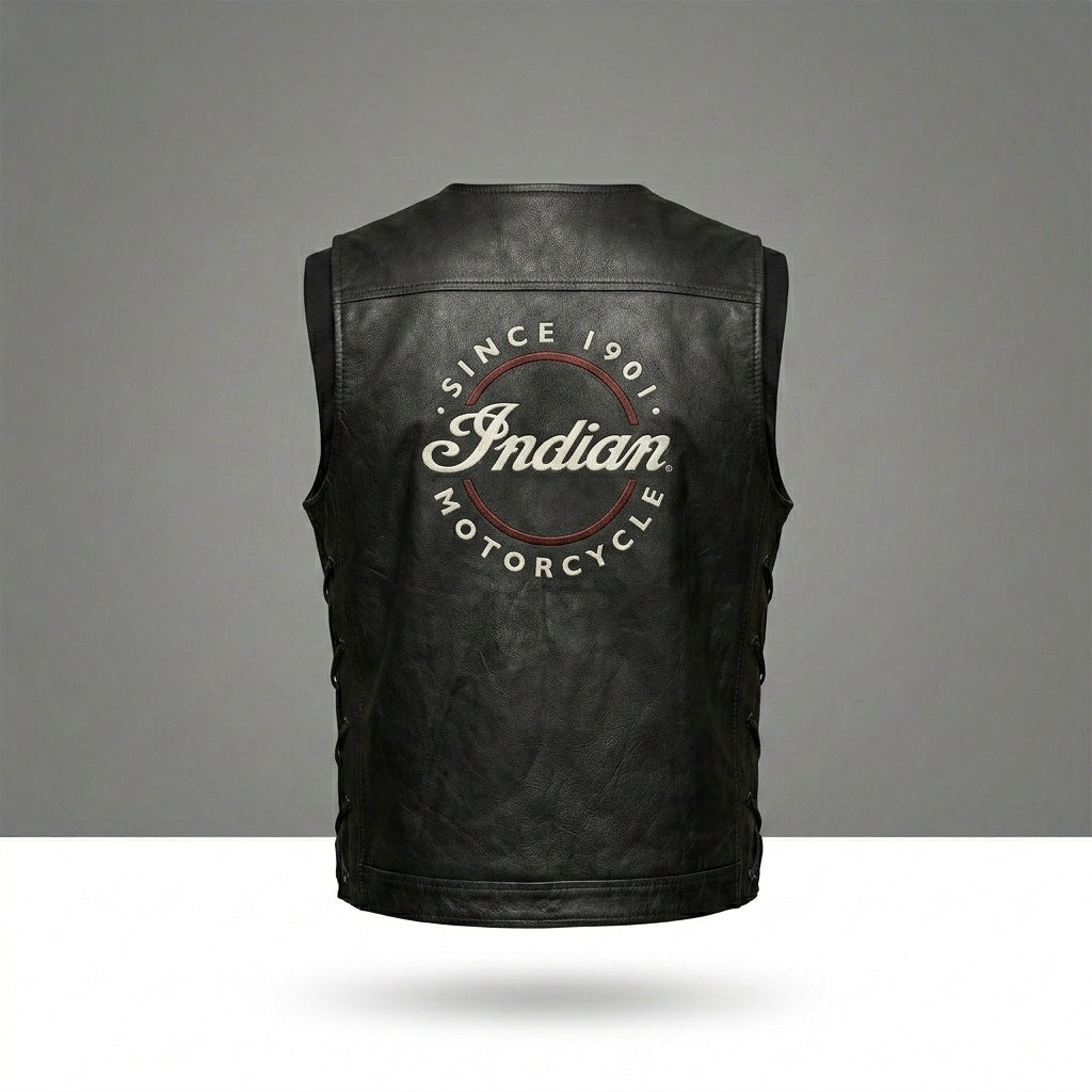 Indian Motorcycle Buffalo Leather Western Vest – Classic Rider Edition