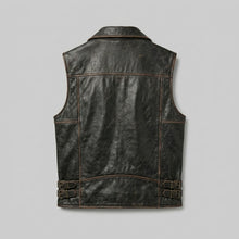 Load image into Gallery viewer, Vintage Cowhide Leather Motorcycle Vest for Men – Classic Biker Style
