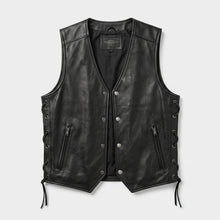 Load image into Gallery viewer, 105th Anniversary Leather Motorcycle Vest – Laced Side Classic Edition
