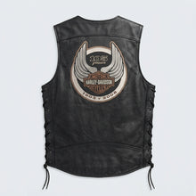 Load image into Gallery viewer, 105th Anniversary Leather Motorcycle Vest – Laced Side Classic Edition
