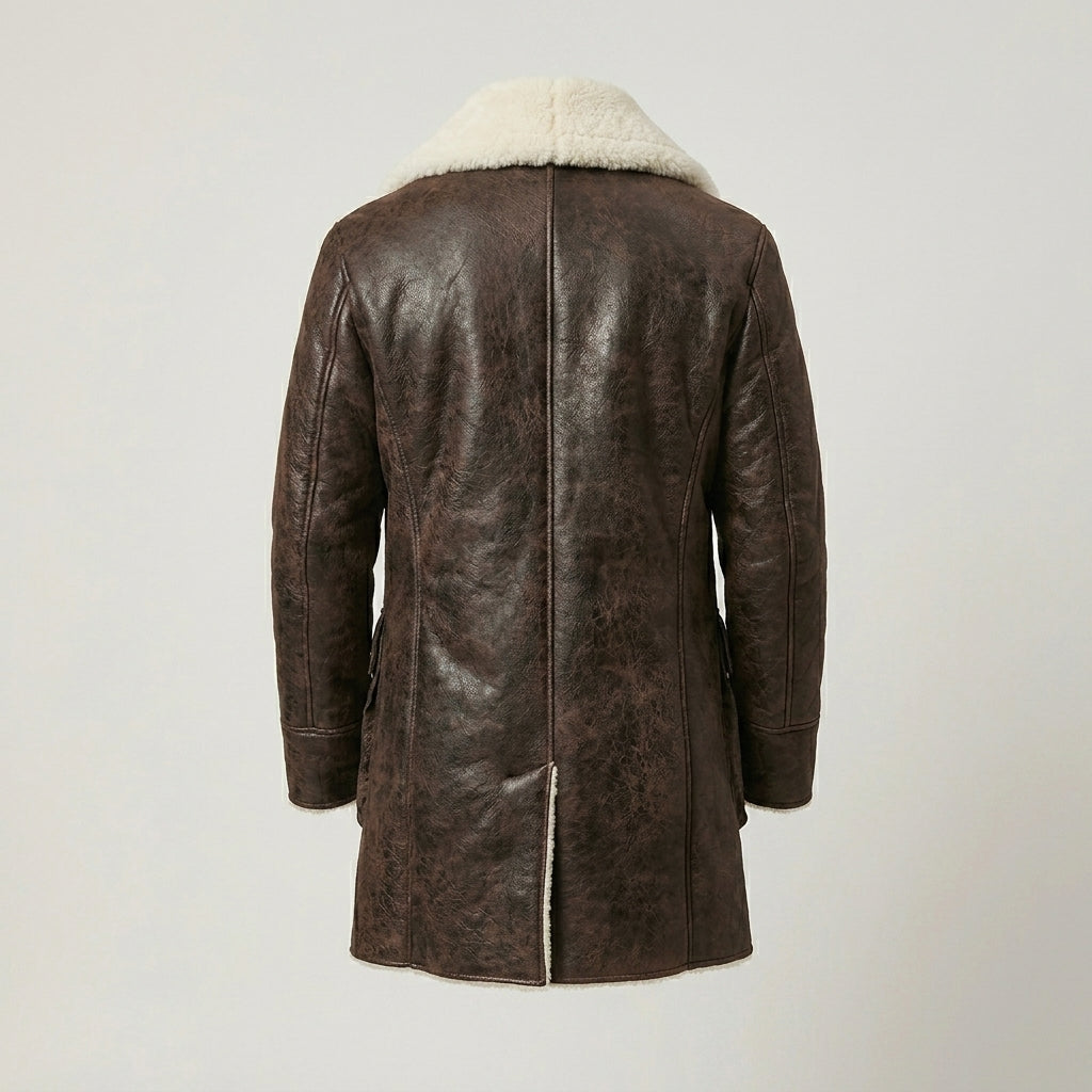Men’s Sherpa Lined Lambskin Leather Coat – Swedish Shearling Bomber Style