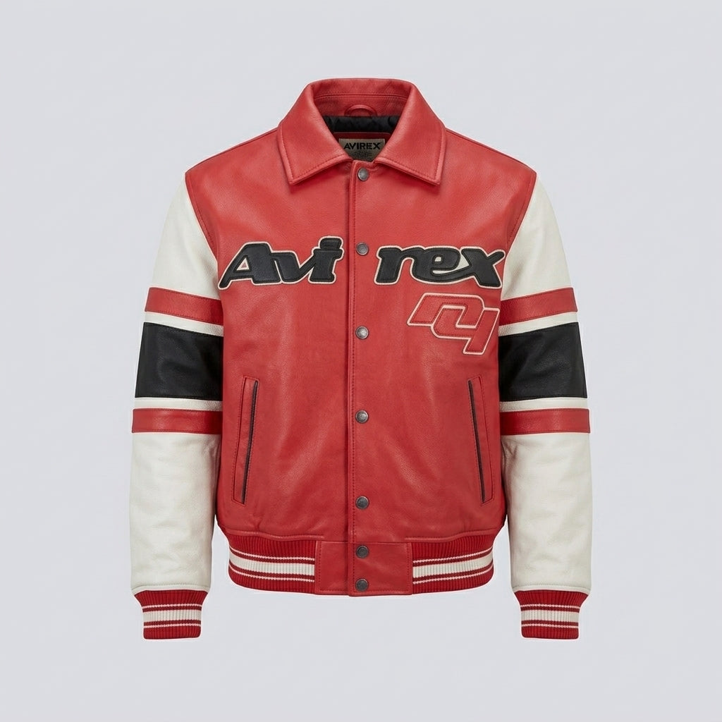All Star Varsity Leder Bomberjacke – Salvage Red Edition