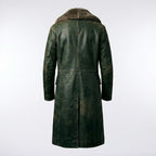Men’s Dark Green Shearling Leather Jacket – Premium Winter Aviator Style