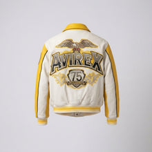 Load image into Gallery viewer, Aviators King Varsity Leather Jacket – Yellow &amp; White Edition
