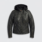 Motorradjacke für Damen im Harley-Stil mit Scroll Skull 3-in-1 aus Leder