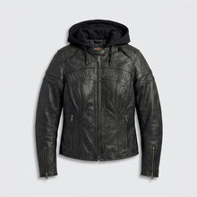 Load image into Gallery viewer, Women’s Miss Enthusiast Leather Motorcycle Jacket – Classic Harley Style
