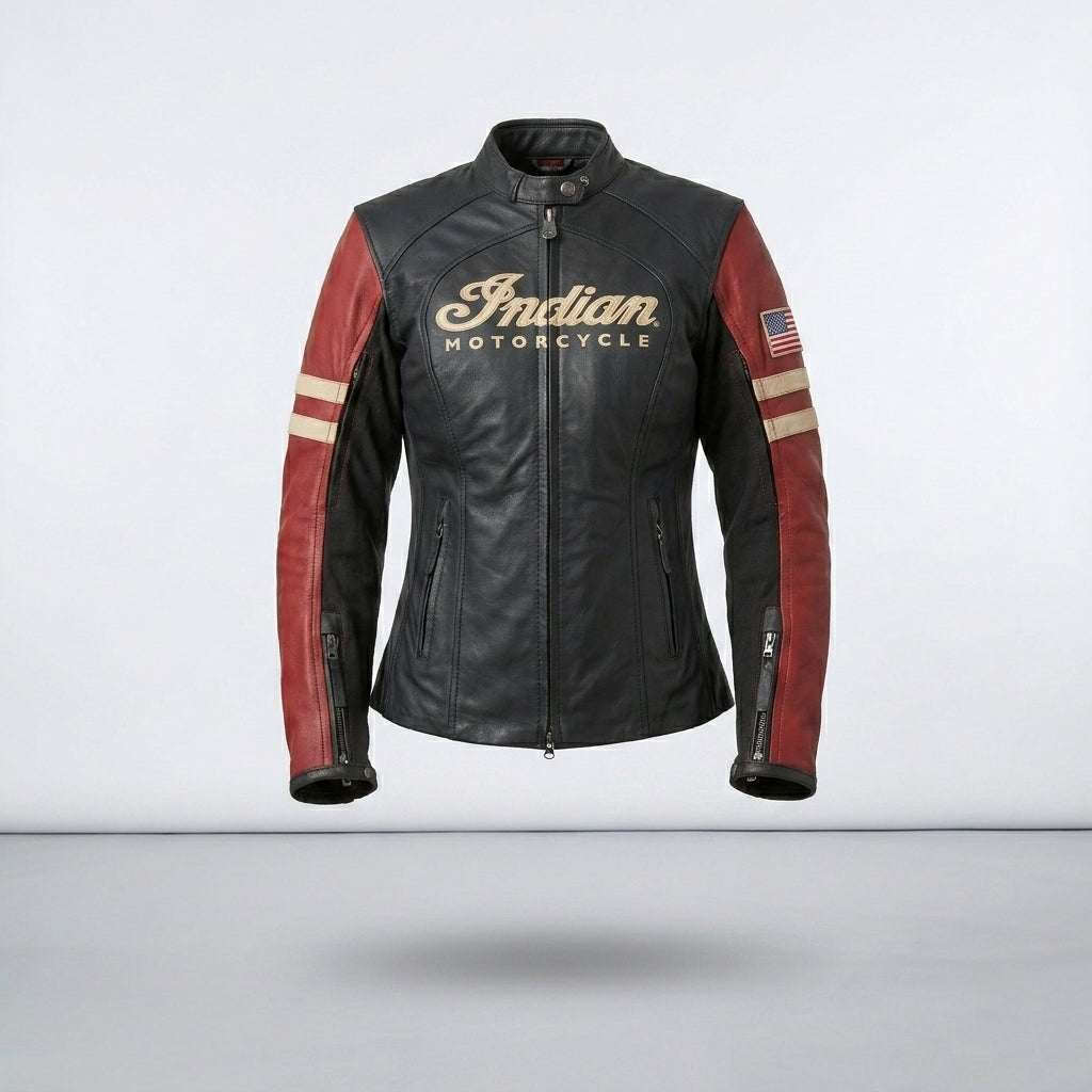 Damen Leder-Motorradjacke „Racer“ – Indian Style Heritage Edition