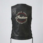 Women’s Black Buffalo Leather Western Motorcycle Vest – Adjustable Side Lace Fit