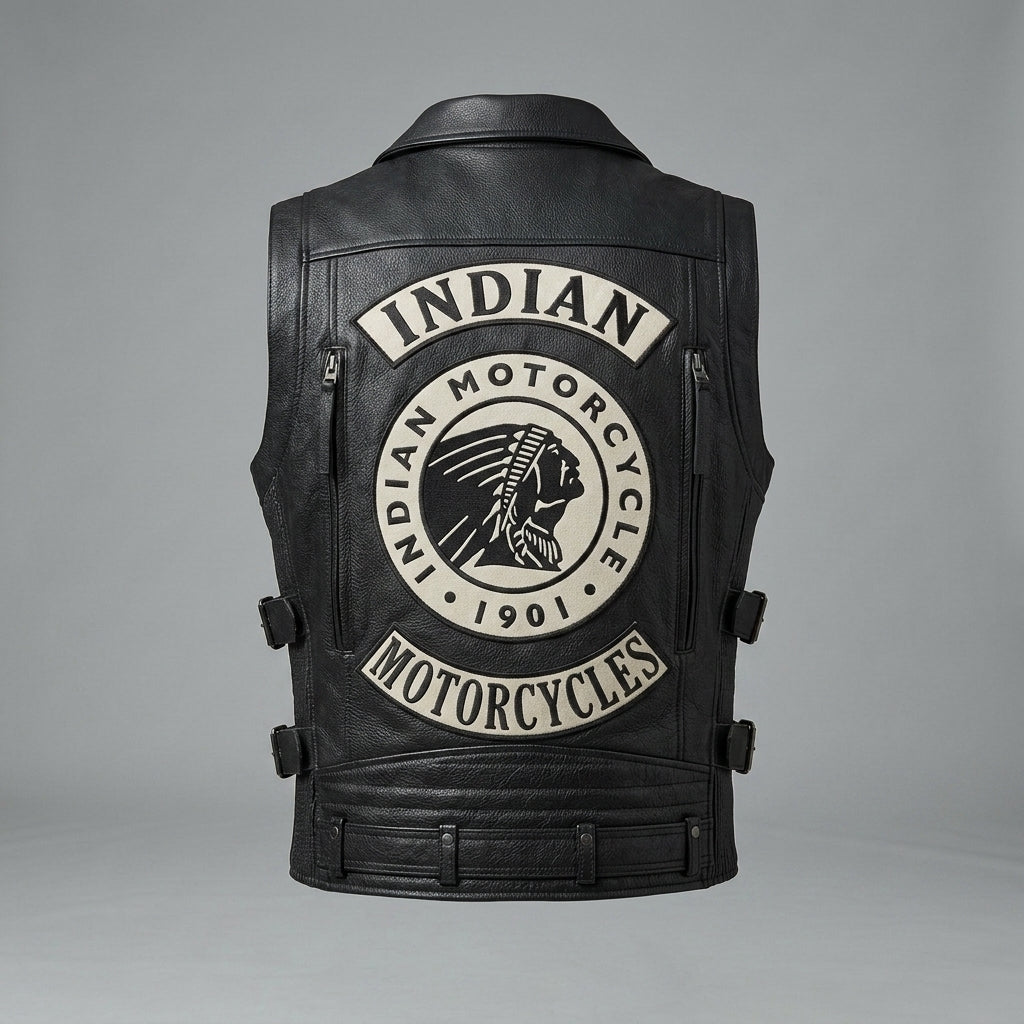 Men’s Western Leather Biker Vest – Heritage Motorcycle Style