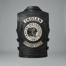 Load image into Gallery viewer, Men’s Western Leather Biker Vest – Heritage Motorcycle Style
