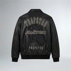 Men’s Street Collaboration Leather Bomber Jacket – Avirex Trap Style Edition
