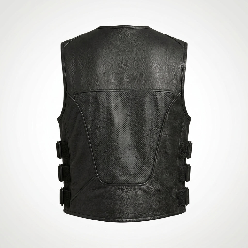 TXR Shooter Men’s Leather Motorcycle Vest – Classic Biker Edition