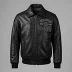 Bestickte schwarze Lederjacke für Herren – Pelle Style Street Edition