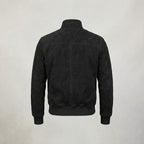 Men’s Black Suede Leather Bomber Jacket – Premium Classic Casual Aviator Coat