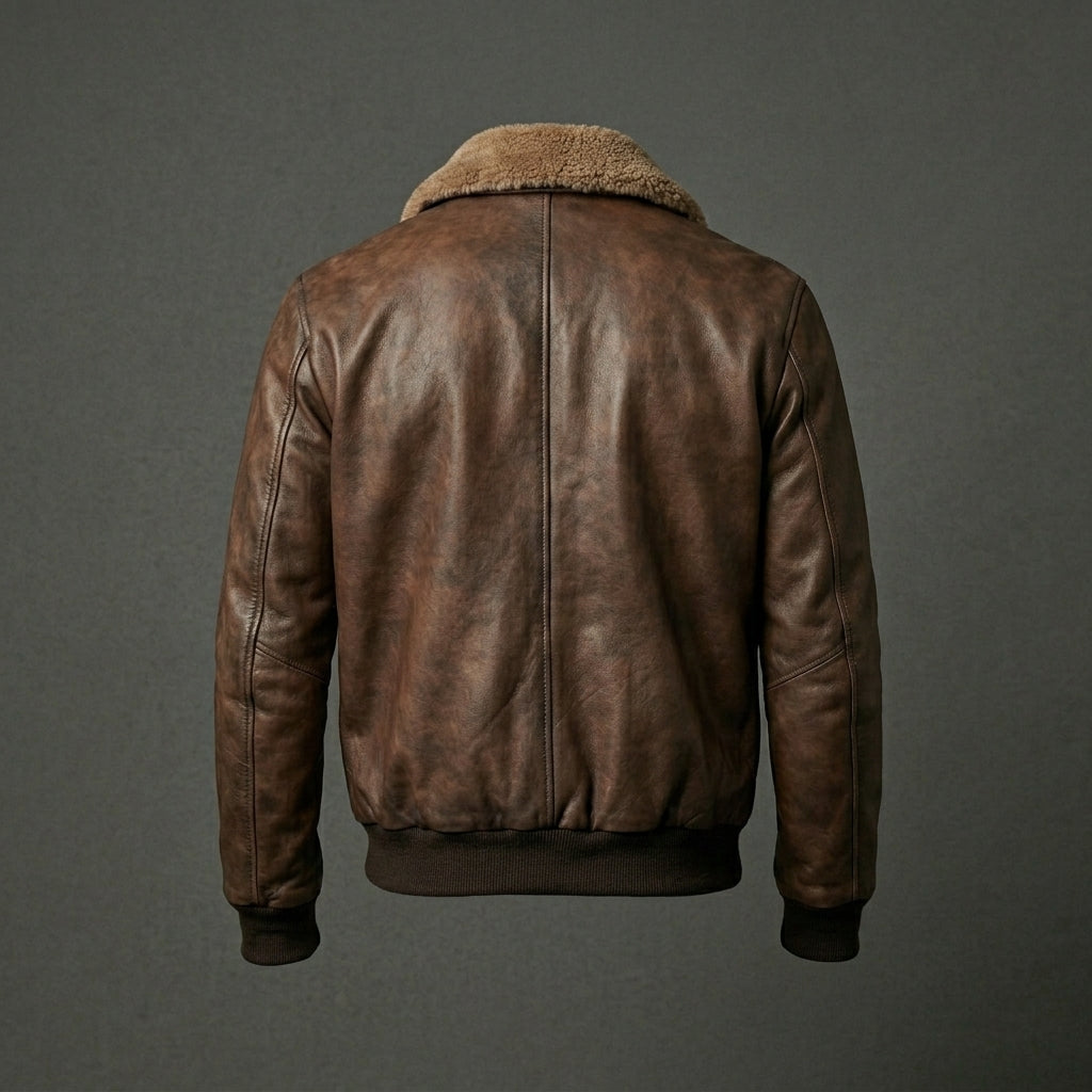 Men’s Chocolate Brown G-1 Leather Bomber Jacket – Classic Flight Aviator Coat