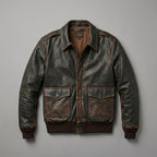 Men’s Brown A2 Aviator Leather Bomber Jacket – Military Pilot Flight Coat