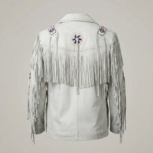 Load image into Gallery viewer, Men’s Western Fringe Cowboy Leather Jacket – Vintage Rodeo Style Coat
