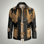 Men’s Black Cowhide Leather Vintage Jacket – Classic Biker Coat