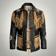 Load image into Gallery viewer, Men’s Black Cowhide Leather Vintage Jacket – Classic Biker Coat
