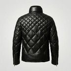 Men’s Black Lambskin Leather Puffer Jacket – Down Insulated Winter Coat