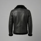 Men’s Black Aviator B3 Shearling Leather Jacket – Premium Flight Bomber Coat