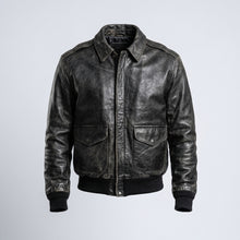 Load image into Gallery viewer, Men’s Vintage A2 Flight Leather Jacket – 80s Military Aviator Bomber Coat

