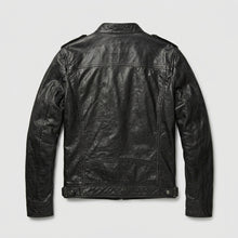 Load image into Gallery viewer, Classic Black Leather Jacket for Men – Timeless Genuine Leather Style
