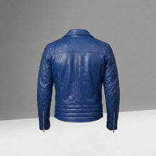 Laden Sie das Bild in den Galerie-Viewer, Cafe Racer Leather Jacket - Buy Royal Blue Motorcycle Jacket
