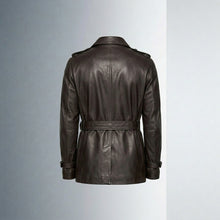 Laden Sie das Bild in den Galerie-Viewer, Men’s Double Breasted Lamb Leather Belted Waist Coat
