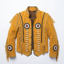 Laden Sie das Bild in den Galerie-Viewer, Authentic Western Leather Indian Carnival Jacket for Men
