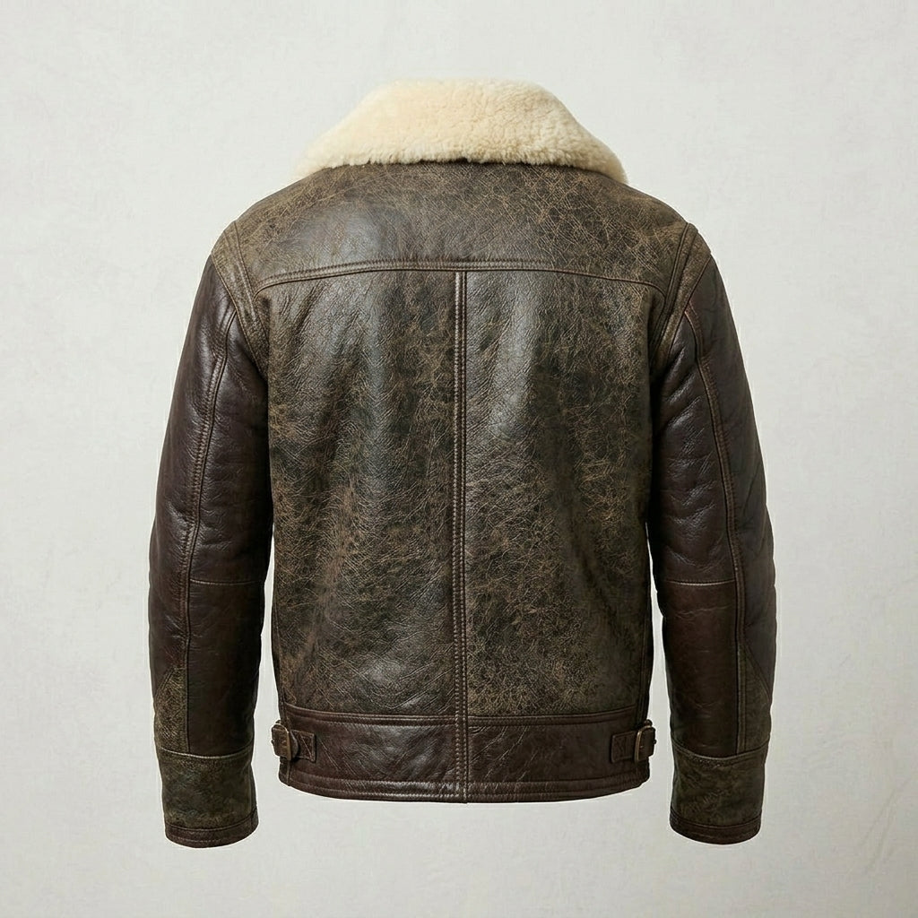 Men’s AN-J-4 Sheepskin Jacket – Premium Military Aviator Flight Coat