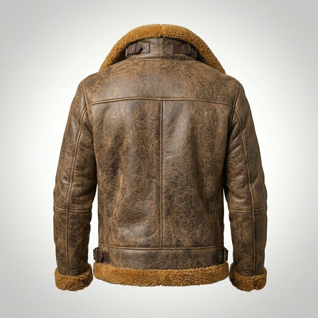 Men’s B3 Sheepskin Shearling Bomber Jacket – Military Fur Aviator Coat