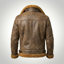 Load image into Gallery viewer, Men’s B3 Sheepskin Shearling Bomber Jacket – Military Fur Aviator Coat
