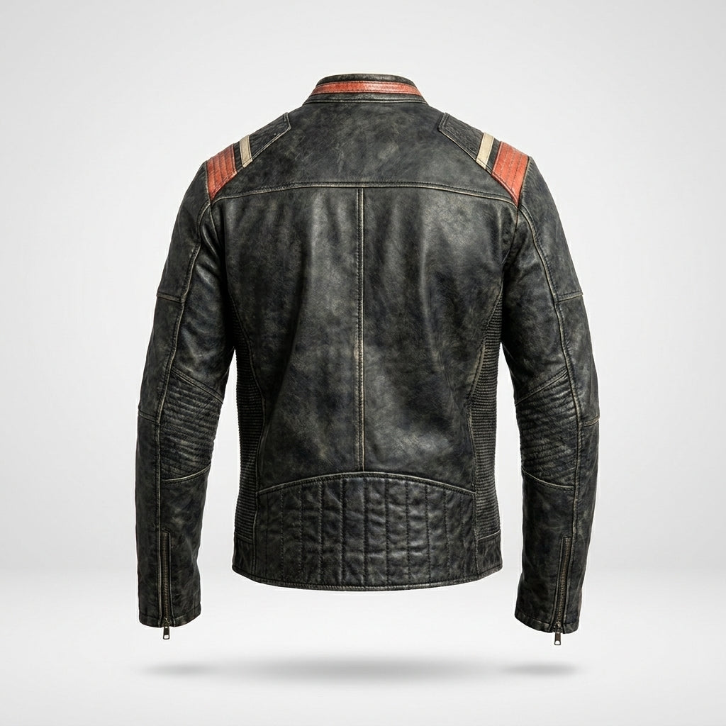 Men's Vintage Distressed Cafe Racer Leather Jacket