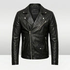 Men’s Genuine Lambskin Leather Blazer – Classic Slim Fit Tailored Jacket