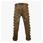 Men's Brown Leather Biker Jacket – Slim Fit with Side Buckles