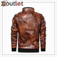 Load image into Gallery viewer, Leather Bomber Jacket Mens Brown
