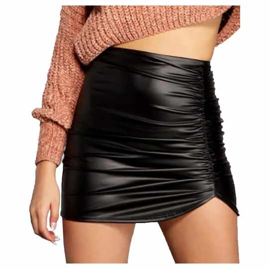 Damen Lederrock Hohe Taille