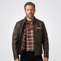 Herren-Motorradjacke aus Leder mit Sternendetails – Hochwertige Biker-Performance-Ausrüstung