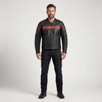 Men’s Brawler Leather Moto Jacket – Harley-Style Black Biker Jacket